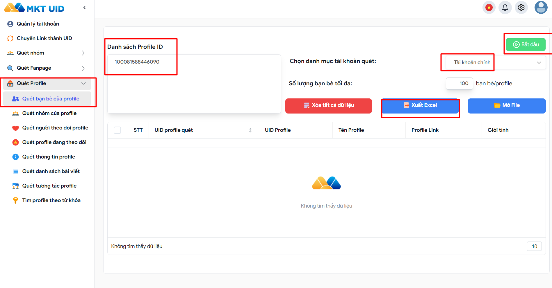 Thực Hiện Quét Bạn Bè Profile Facebook