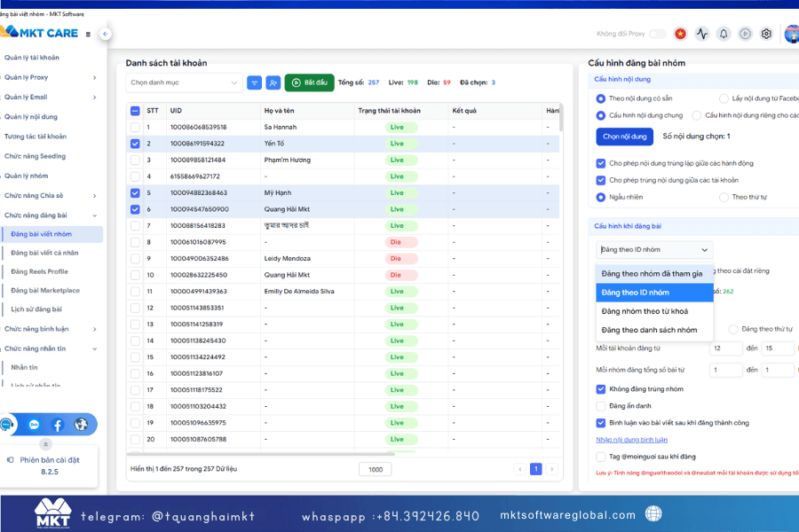 Phần mềm nuôi nick facebook MKT Care giúp đăng bài hàng loạt