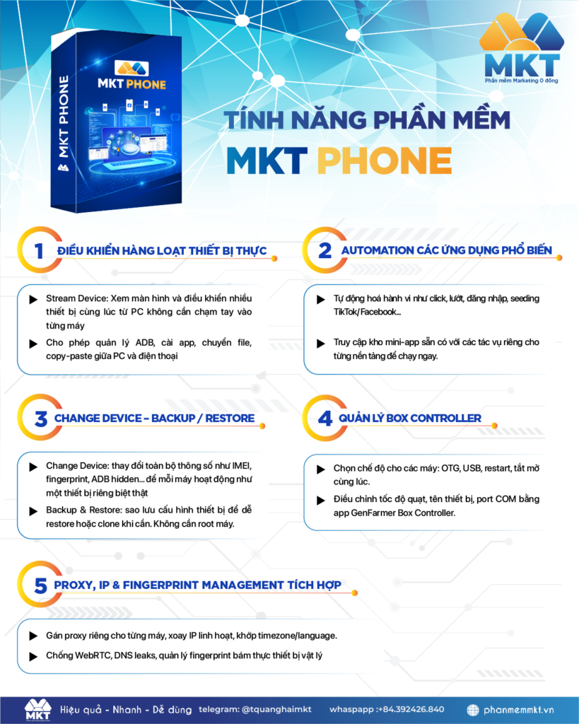 Tính năng nổi bật Phần mềm MKT Phone