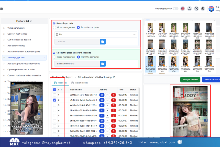 Chọn video & xử lý hàng loạt